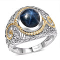 D'Joy Blue Star Sapphire (DF) 4.65 ctw Ring in 14K YG and Rhodium Over Sterling Silver (Size 10.0) - Sticky add to cart bar