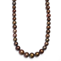 Brown Dyed Pearl Necklace in Stainless Steel