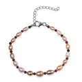 Multi Color Freshwater Pearl and Thai Black Spinel 4.00 ctw Bracelet in Rhodium Over Sterling Silver (7.25 In) - Sticky add to cart bar