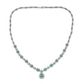 Premium Kagem Zambian Emerald and Moissanite 5.00 ctw Necklace in Rhodium Over Sterling Silver 18 Inches - Sticky add to cart bar