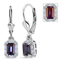 Luxuriant Premium Lab Grown Alexandrite and White Topaz 1.85 ctw Eclipse Empire Earrings in Rhodium Over Sterling Silver - Sticky add to cart bar