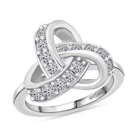 Luxuriant Lab Grown Diamond G-H SI 0.50 ctw Knot Ring in Rhodium Over Sterling Silver