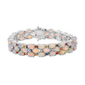 D'Joy Premium Ethiopian Welo Opal, Multi Sapphire Bracelet in Rhodium Over Sterling Silver (6.50 In) 20.80 ctw - Sticky add to cart bar