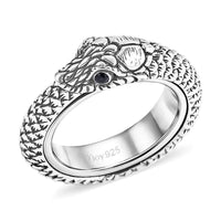 D'Joy Bali Legacy Thai Black Spinel 0.10 ctw Snake Ring in Sterling Silver