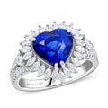 Certified & Appraised Rhapsody AAAA Ceylon Blue Sapphire and E-F VS Diamond 4.20 ctw Ring in 950 Platinum (Size 10.0) 8.45 Grams - Sticky add to cart bar