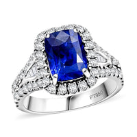 Certified & Appraised Rhapsody AAAA Ceylon Blue Sapphire and E-F VS Diamond 4.75 ctw Ring in 950 Platinum (Size 10.0) 9.33 Grams