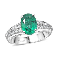 Certified & Appraised Rhapsody AAAA Kagem Zambian Emerald and E-F VS Diamond 3.35 ctw Ring in 950 Platinum (Size 7.0)  11.33 Grams