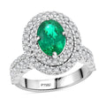 Chairman Collection Certified & Appraised Rhapsody AAAA Brazilian Emerald and E-F VS Diamond 3.35 ctw Ring in 950 Platinum 12.50 Grams - Sticky add to cart bar