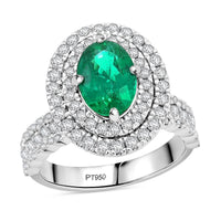 Chairman Collection Certified & Appraised Rhapsody AAAA Brazilian Emerald and E-F VS Diamond 3.35 ctw Ring in 950 Platinum 12.50 Grams
