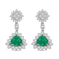 Chairman Vault Collection Certified & Appraised Rhapsody AAAA Kagem Zambian Emerald and E-F VS Diamond 4.05 ctw Earrings in 950 Platinum 9.93 Grams
