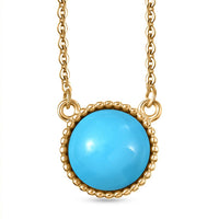 D'Joy Sleeping Beauty Turquoise 2.40 ctw Fancy Necklace in 18K Vermeil Yellow Gold Over Sterling Silver 20 Inches