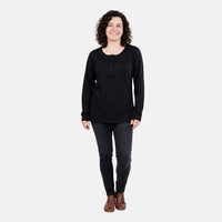 Tamsy Onyx Rhinestone Button Top - S