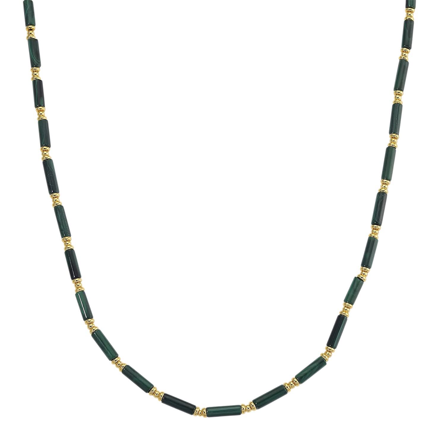 African Malachite Necklace in Goldtone 90.00 ctw (18-20 Inches)