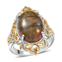 EverTrue Venus Jasper Solitaire Ring 18K YG Plated and Platinum Bond 11.00 ctw