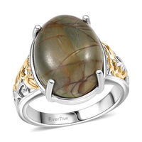 EverTrue Venus Jasper Solitaire Ring in 18K YG Plated and Platinum Bond 11.00 ctw