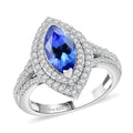 D'Joy Premium Tanzanite and Moissanite 2.50 ctw Ring in Rhodium Over Sterling Silver (Size 10.0) - Sticky add to cart bar