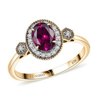 Luxoro AAA Radiant Ember Garnet and G-H I2 Diamond 1.67 ctw Ring in 10K Yellow Gold (Size 10.0)