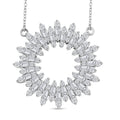 D'Joy White Zircon 5.30 ctw Sunburst Necklace in Rhodium Over Sterling Silver 18 Inches - Sticky add to cart bar