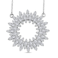 D'Joy White Zircon 5.30 ctw Sunburst Necklace in Rhodium Over Sterling Silver 18 Inches