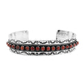 Santa Fe Style Red Coral 57.00 ctw Cuff Bracelet in Sterling Silver (Adjustable) - Sticky add to cart bar