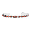 Santa Fe Style Red Coral Cuff Bracelet in Sterling Silver (Adjustable) 12.00 ctw - Sticky add to cart bar