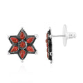 Santa Fe Style Red Coral Earrings in Sterling Silver 10.00 ctw - Sticky add to cart bar