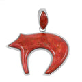 Santa Fe Style Enhanced Red Coral 44.00 ctw Pendant in Sterling Silver - Sticky add to cart bar