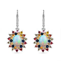 D'Joy Premium Ethiopian Welo Opal and Multi Sapphire 6.50 ctw Celestial Carnival Earrings in Rhodium Over Sterling Silver - Sticky add to cart bar