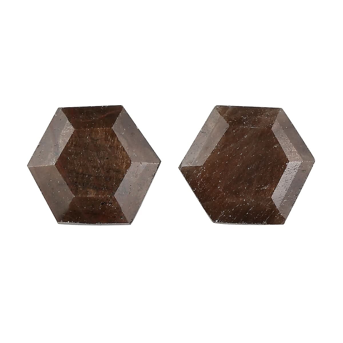Chocolate Sapphire Set of 2 (Hexagon 6 mm) 2.14 ctw Loose Gemstone