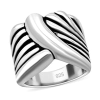 D'Joy Sterling Silver Bamboo Band Ring (Size 10.0) (4.50 g)