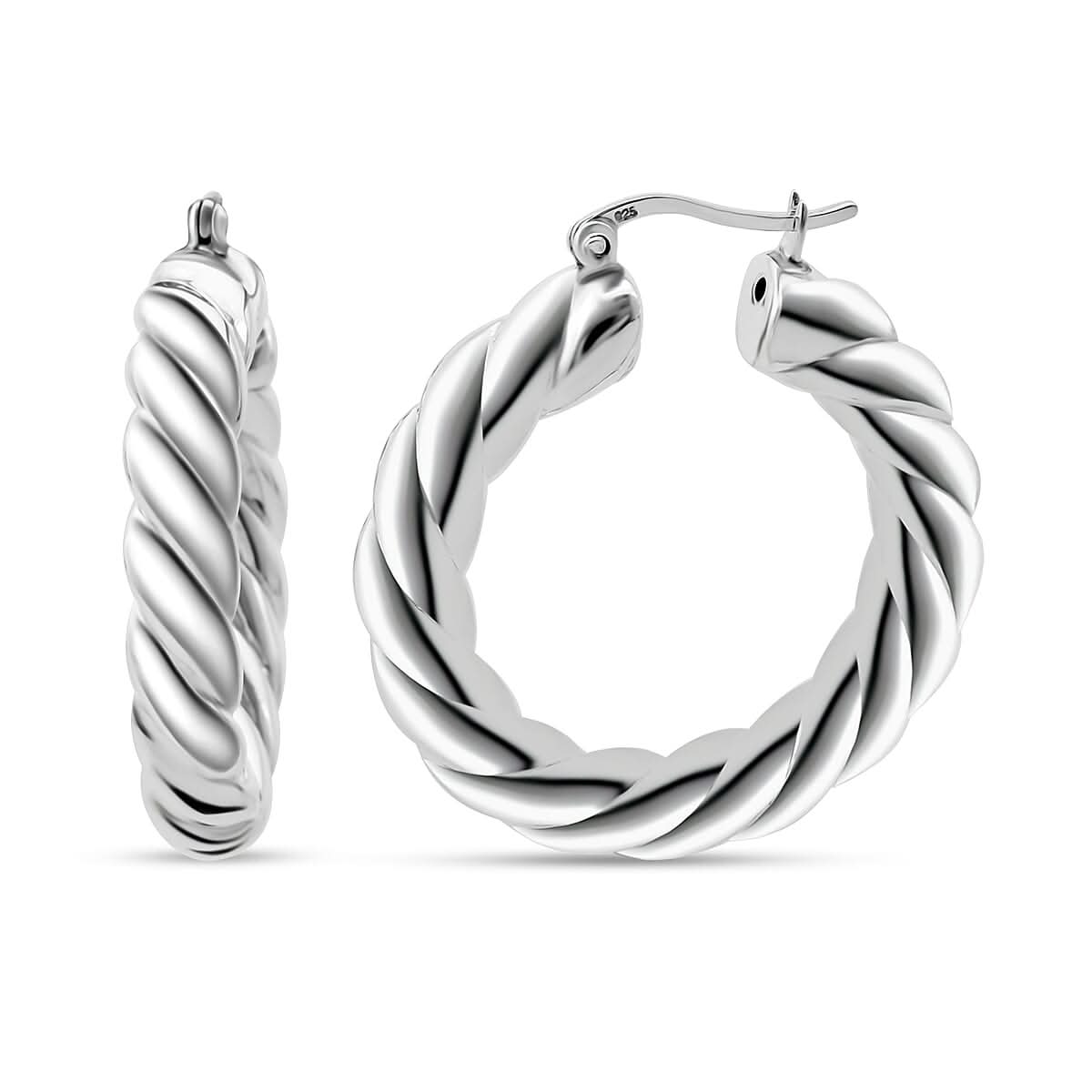 D'Joy Twisted Hoop Earrings in Sterling Silver 6 Grams