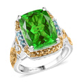 EverTrue Chartreuse Quartz (Triplet) and Signity Pariaba Topaz 11.65 ctw Ring 18K YG Plated and Platinum Bond (Size 10.0) - Sticky add to cart bar