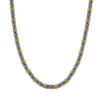 EverTrue Two-Tone Byzantine Chain Necklace in ION Plated YG and Stainless Steel (20.5-22.5 Inches)