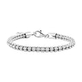 Italian Rhodium Over Sterling Silver Diamond-Cut Ice Round Chain 5 Row Bracelet (7.0-8.0In) 12.7 Grams - Sticky add to cart bar