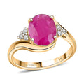 Certified & Appraised Luxoro AAA Montepuez Ruby and I2 Diamond 3.00 ctw Ring in 14K Yellow Gold - Sticky add to cart bar
