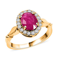 Certified & Appraised Iliana 18K Yellow Gold AAA Montepuez Ruby, Diamond (G-H, SI) (0.36 cts) Ring (Size 7.0) (5.42 g) 2.50 ctw