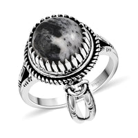 D'Joy Artisan Crafted White Buffalo 4.30 ctw Ring in Sterling Silver (Size  10.0)