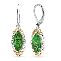 EverTrue Chartreuse Quartz (Triplet) 6.35 ctw Art Deco Earrings in 18K YG Plated and Platinum Bond