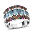D'Joy Tanzanite, Multi Sapphire Ring in Rhodium Over Sterling Silver (Size 10.0) 3.15 ctw - Sticky add to cart bar