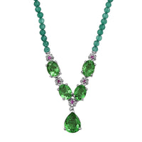 EverTrue Chartreuse Quartz (Triplet) and Multi Gemstone 34.50 ctw Floral Necklace in Platinum Bond 18 Inches