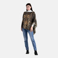 TAMSY Metallic Tiger Poncho with Fringe - One Size Fits Most - Sticky add to cart bar