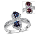 Luxuriant Premium Lab Grown Alexandrite and White Zircon 1.90 ctw Ring in Rhodium Over Sterling Silver - Sticky add to cart bar