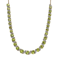 D'Joy Hebei Peridot and White Zircon 19.80 ctw Vine of Light Necklace in 18K Vermeil Yellow Gold Over Sterling Silver 18 Inches
