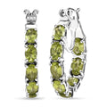 D'Joy Hebei Peridot 7.60 ctw Hoop Earrings in Rhodium Over Sterling Silver - Sticky add to cart bar