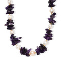 African Amethyst Chips 205.00 ctw and Freshwater Pearl Necklace in 18K YG Plated 18 Inches - Sticky add to cart bar