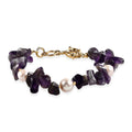 African Amethyst Chips 80.00 ctw and Freshwater Pearl Bracelet in 18K YG Plated (7.25 In) - Sticky add to cart bar