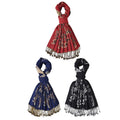 Tamsy Set of 3 Red, Navy and Black Printed Polyester Scarf (27.5"x70.8") - Sticky add to cart bar