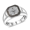 D’Joy White and Black Diamond 0.33 ctw Men's Ring in Rhodium Over Sterling Silver - Sticky add to cart bar