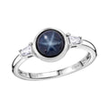 D'Joy Premium Blue Star Sapphire (DF) and Moissanite 2.65 ctw Ring in Rhodium Over Sterling Silver (Size 10.0) - Sticky add to cart bar