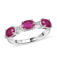 D’Joy Niassa Ruby (FF), White Zircon Ring in Rhodium Over Sterling Silver (Size 7.0) 2.25 ctw
